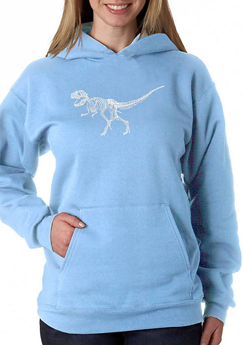 Word Art Hooded Sweatshirt -Dinosaur T-Rex Skeleton