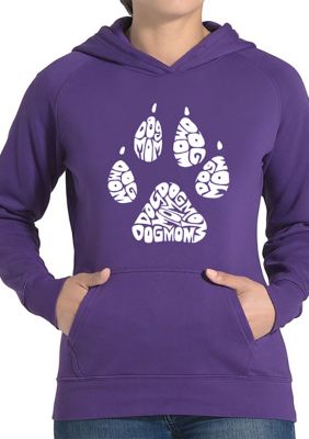 LA Pop Art Women's Word Art Hooded Sweatshirt -Dog Mom, Purple, 3XL -  0194219788184