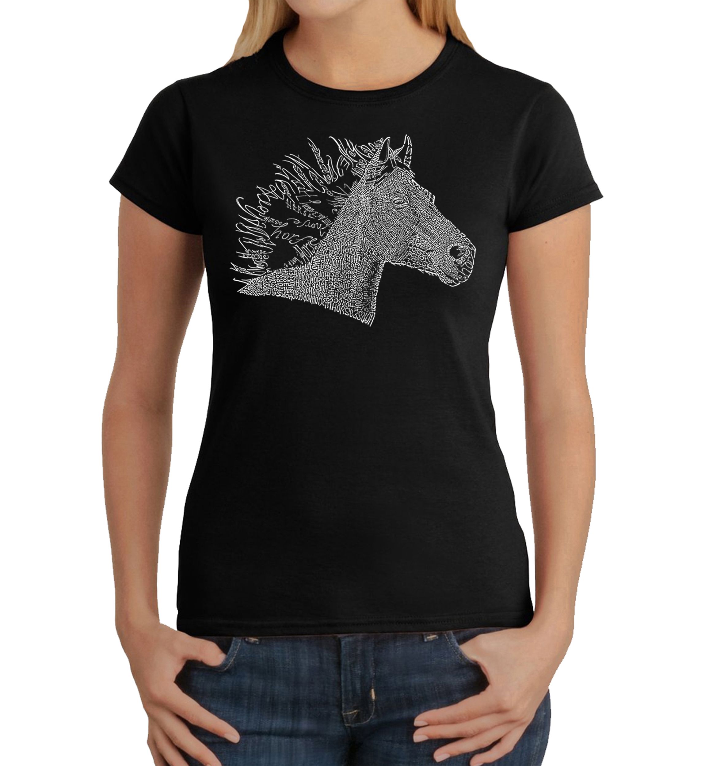 Womens Word Art Graphic T-Shirt - Horse Mane