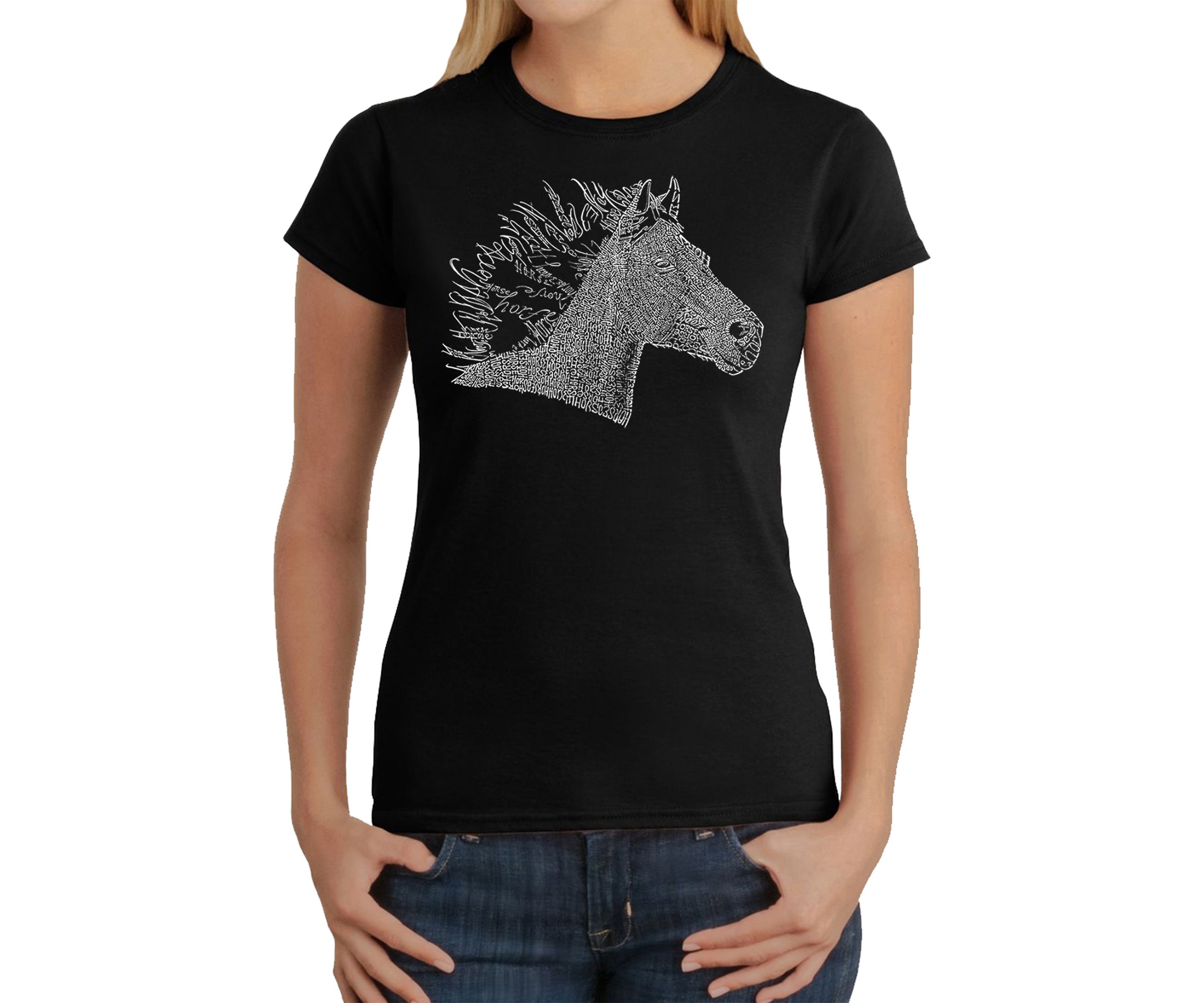 Womens Word Art Graphic T-Shirt - Horse Mane