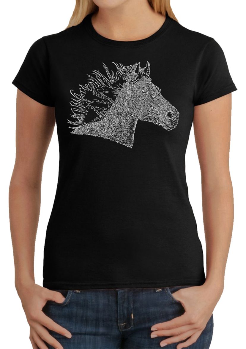 Womens Word Art Graphic T-Shirt - Horse Mane