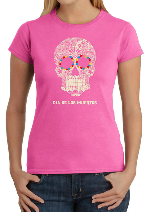 Womens Word Art Graphic T-Shirt - Día de los Muertos