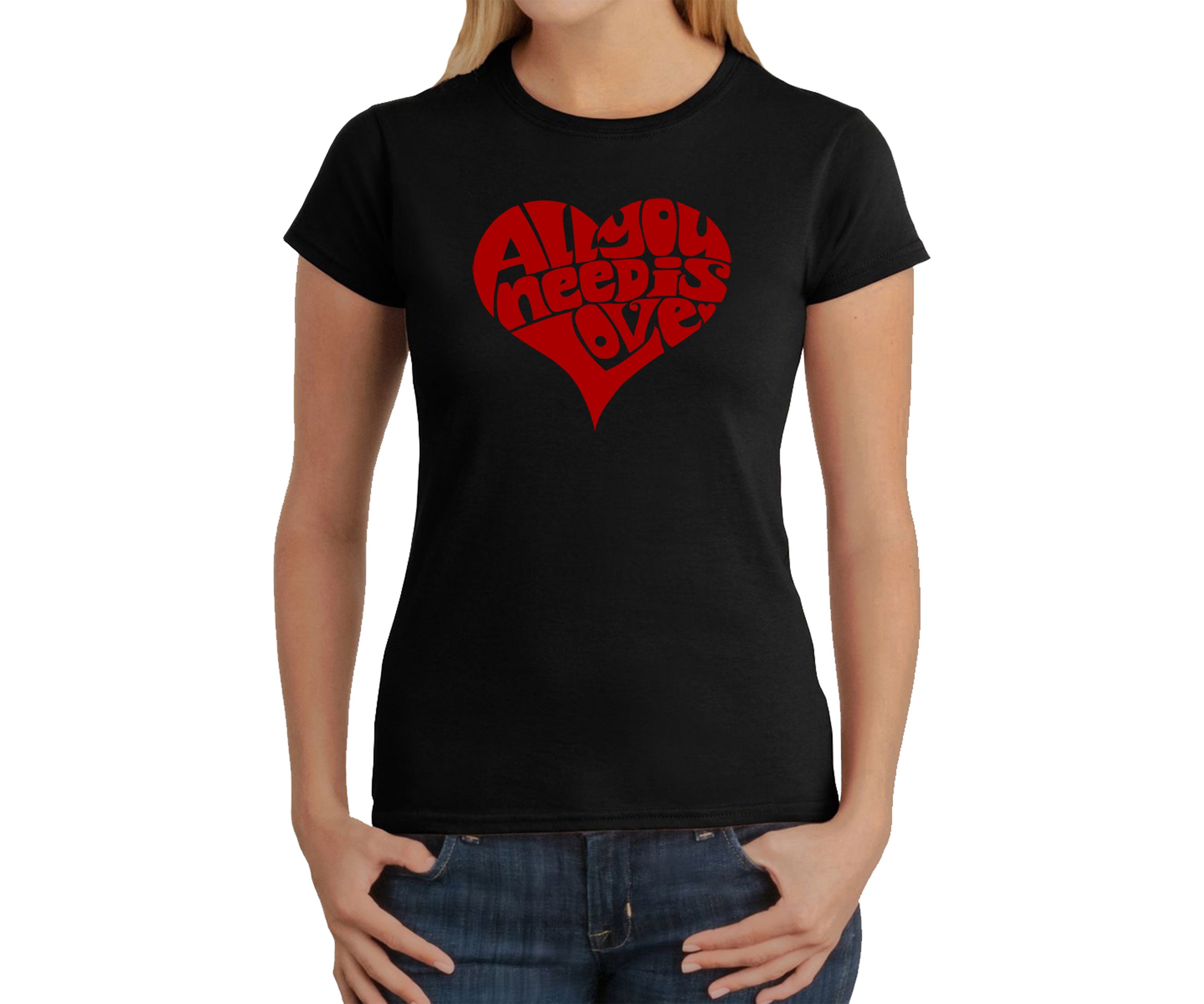 Womens Word Art Graphic T-Shirt - All You Need is Love