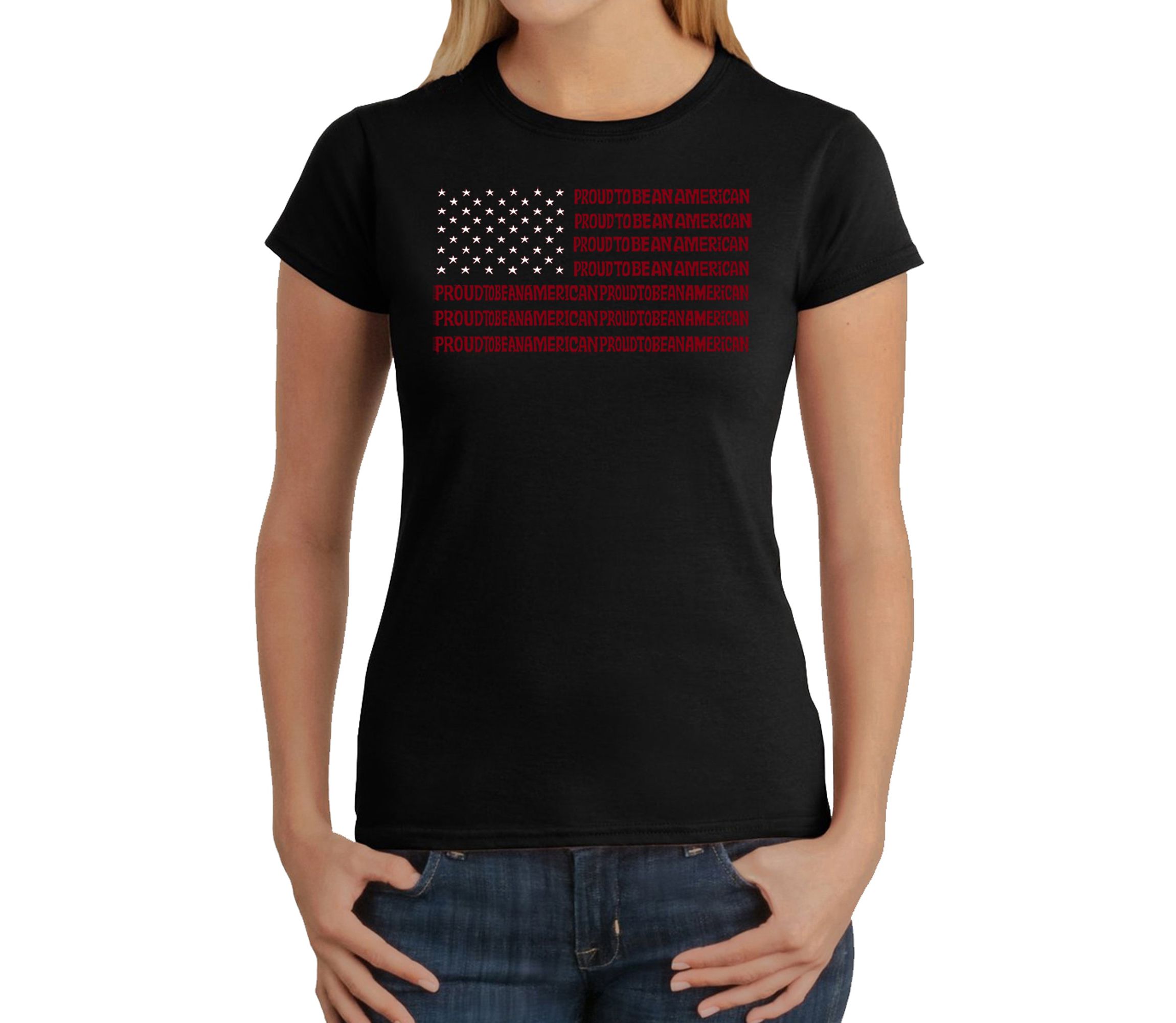 Proud To Be An American - Womens Word Art T-Shirt