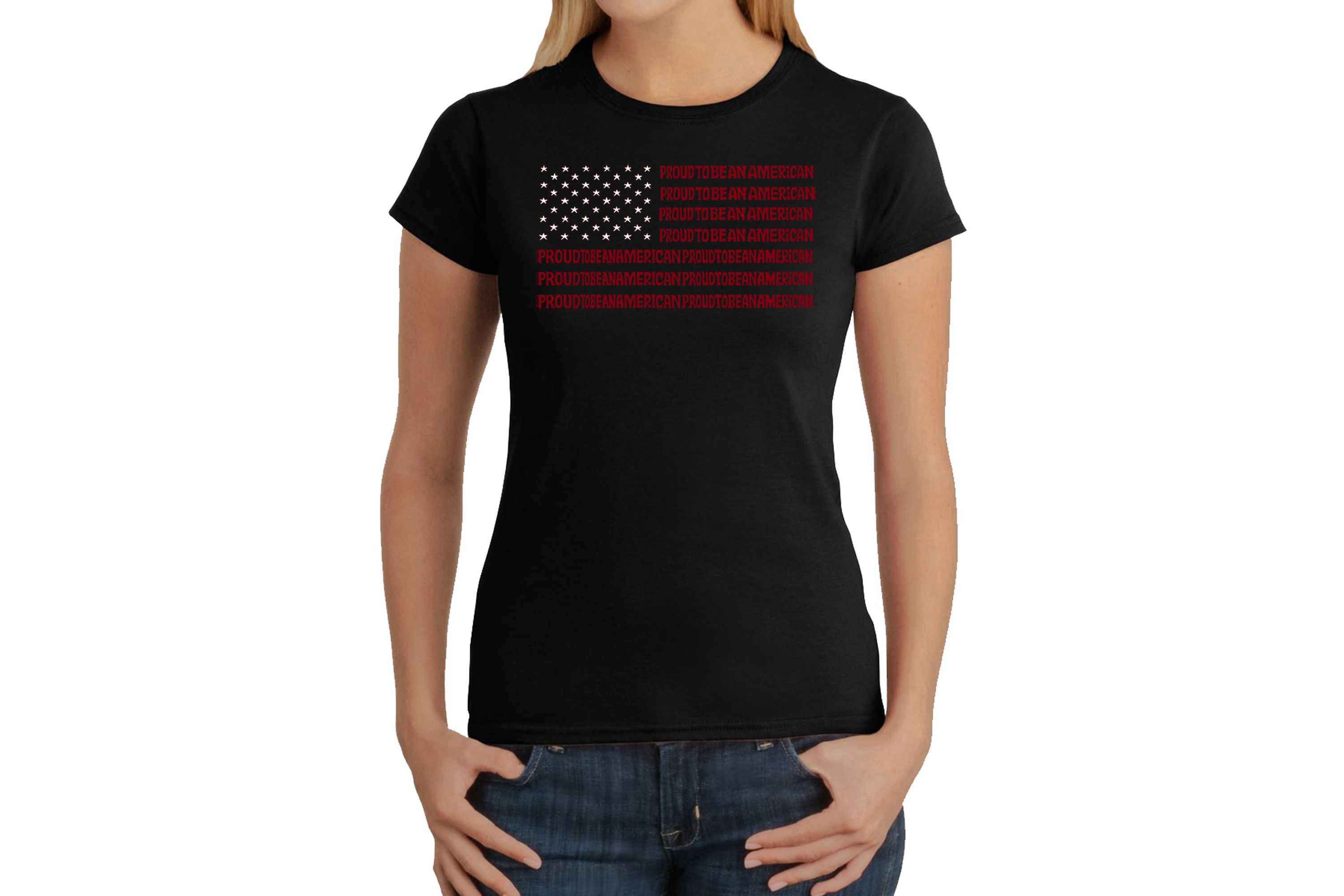Proud To Be An American - Womens Word Art T-Shirt