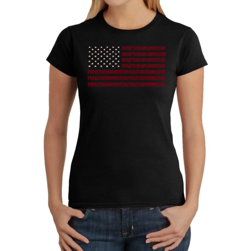 Proud To Be An American - Womens Word Art T-Shirt