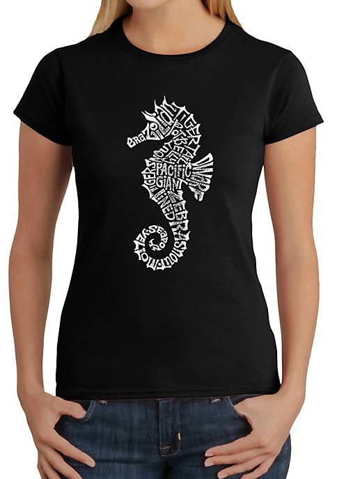 Word Art T-Shirt- Types of Seahorse