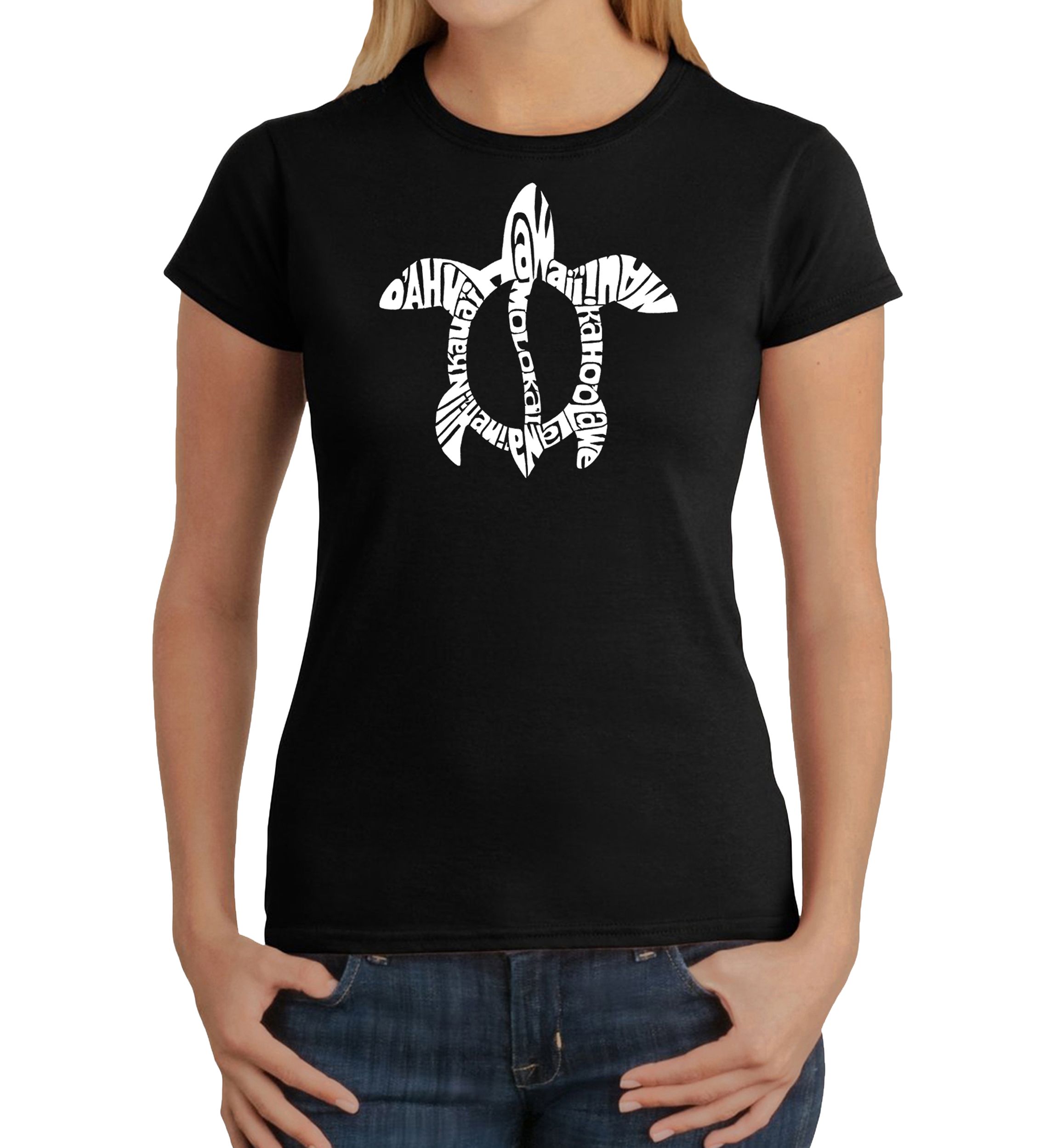 Word Art T-Shirt - Honu Turtle - Hawaiian Islands
