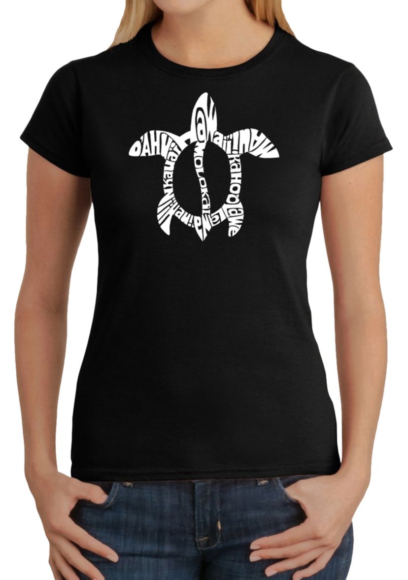 Word Art T-Shirt - Honu Turtle - Hawaiian Islands