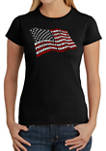 Womens Word Art T-Shirt - American Wars Tribute Flag