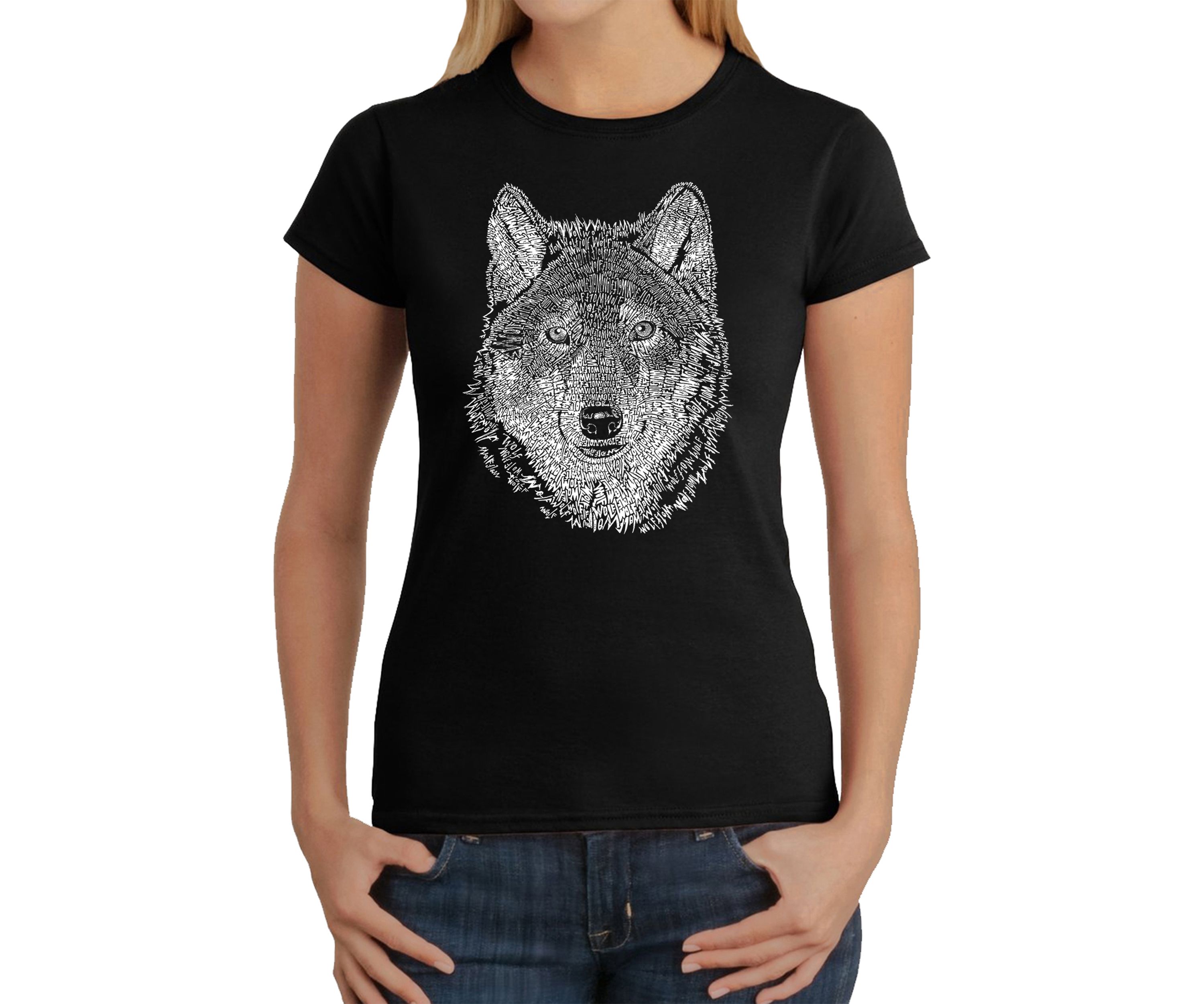 Womens Word Art T-Shirt - Wolf