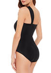 Goddess Solid One Shoulder One Piece Swimsuit