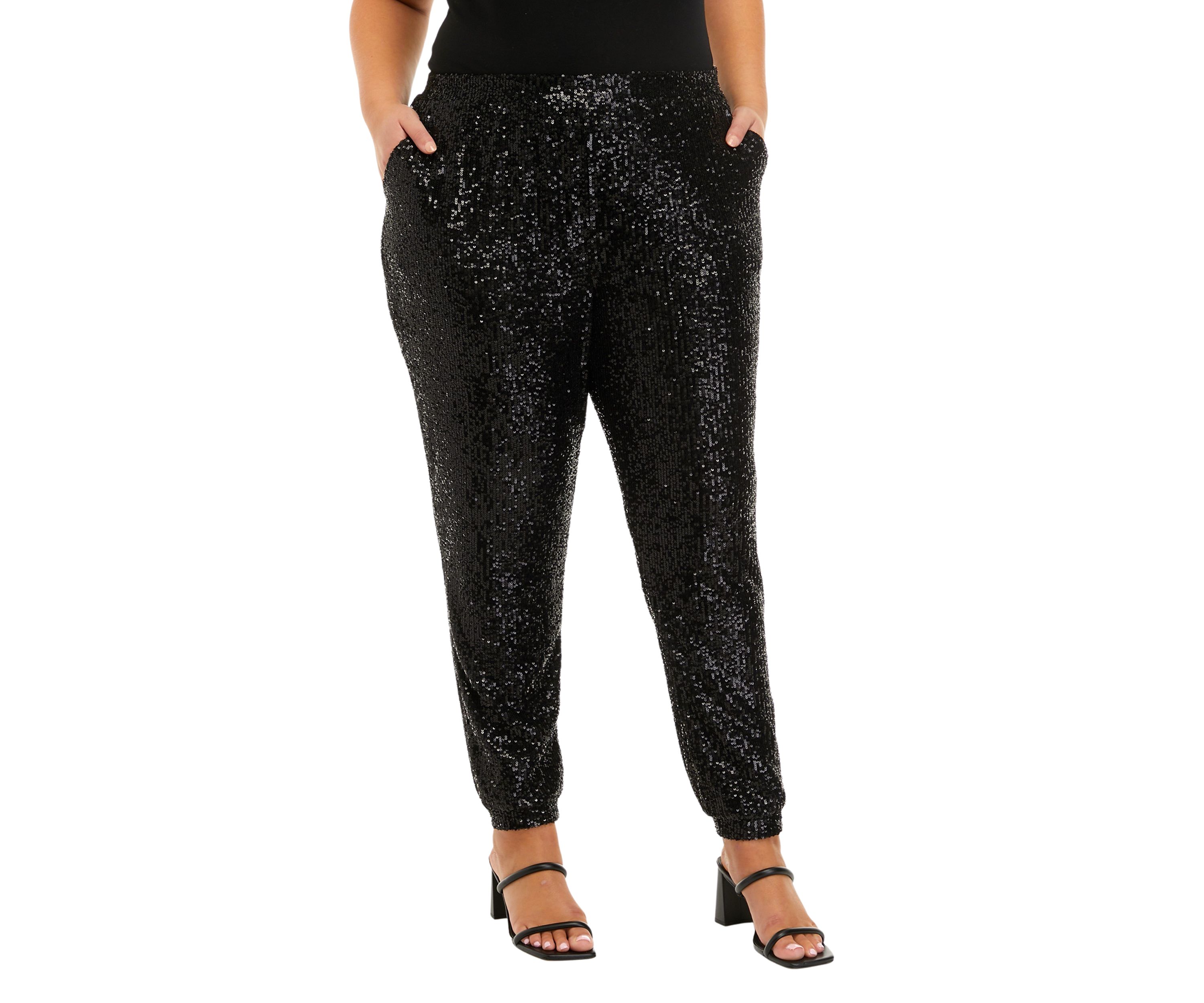 Plus Size Sequin Joggers