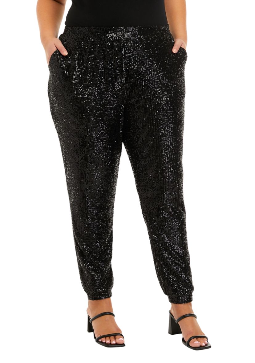 Plus Size Sequin Joggers