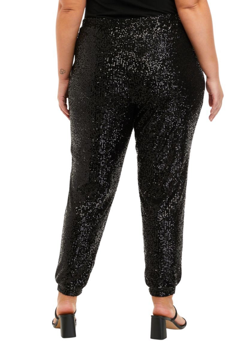 Plus Size Sequin Joggers