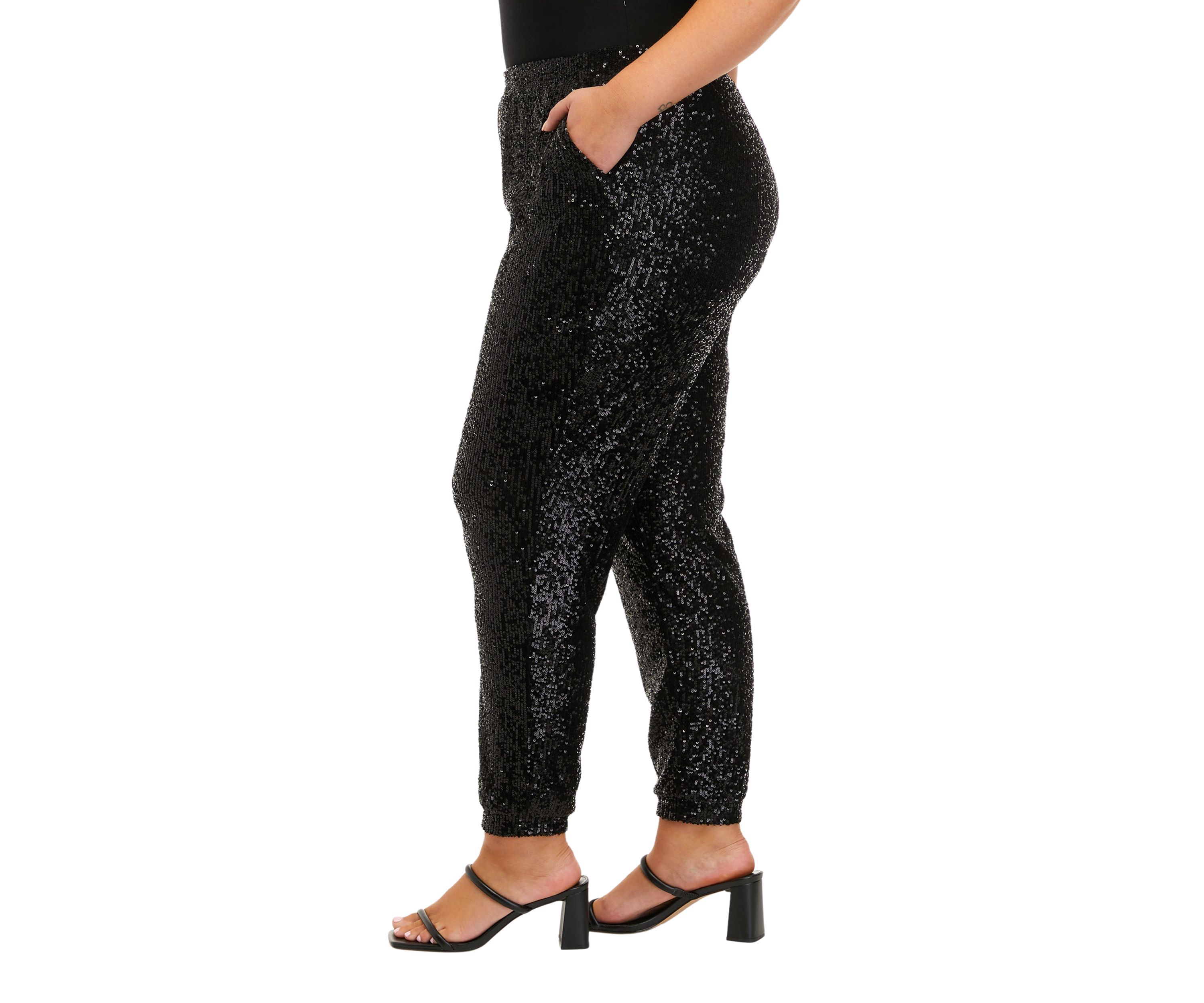 Plus Size Sequin Joggers