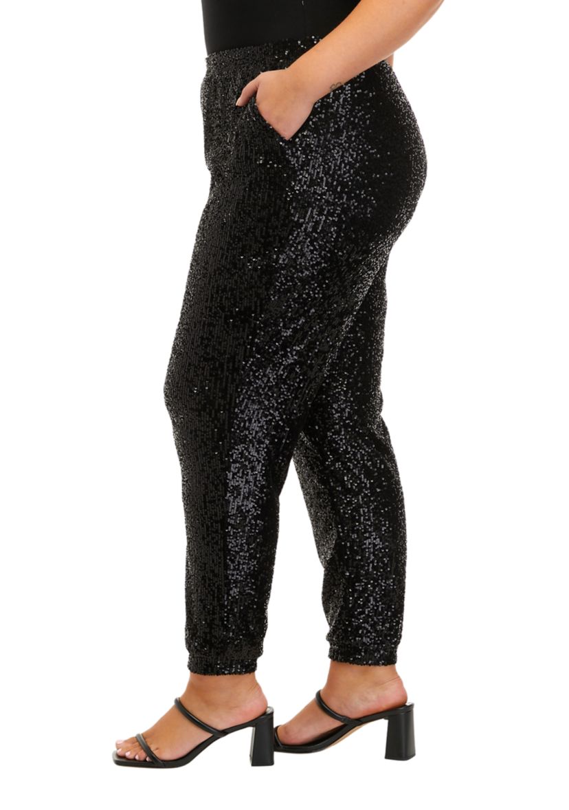 Plus Size Sequin Joggers