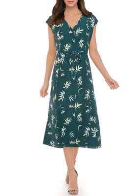 Button up Tie Waist V neck Shirt Dress main image 0