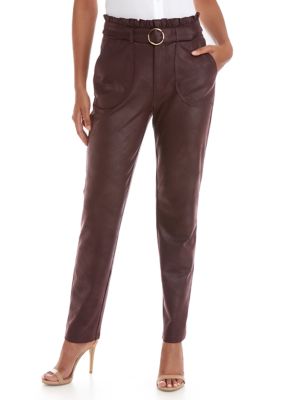 womens faux leather trousers