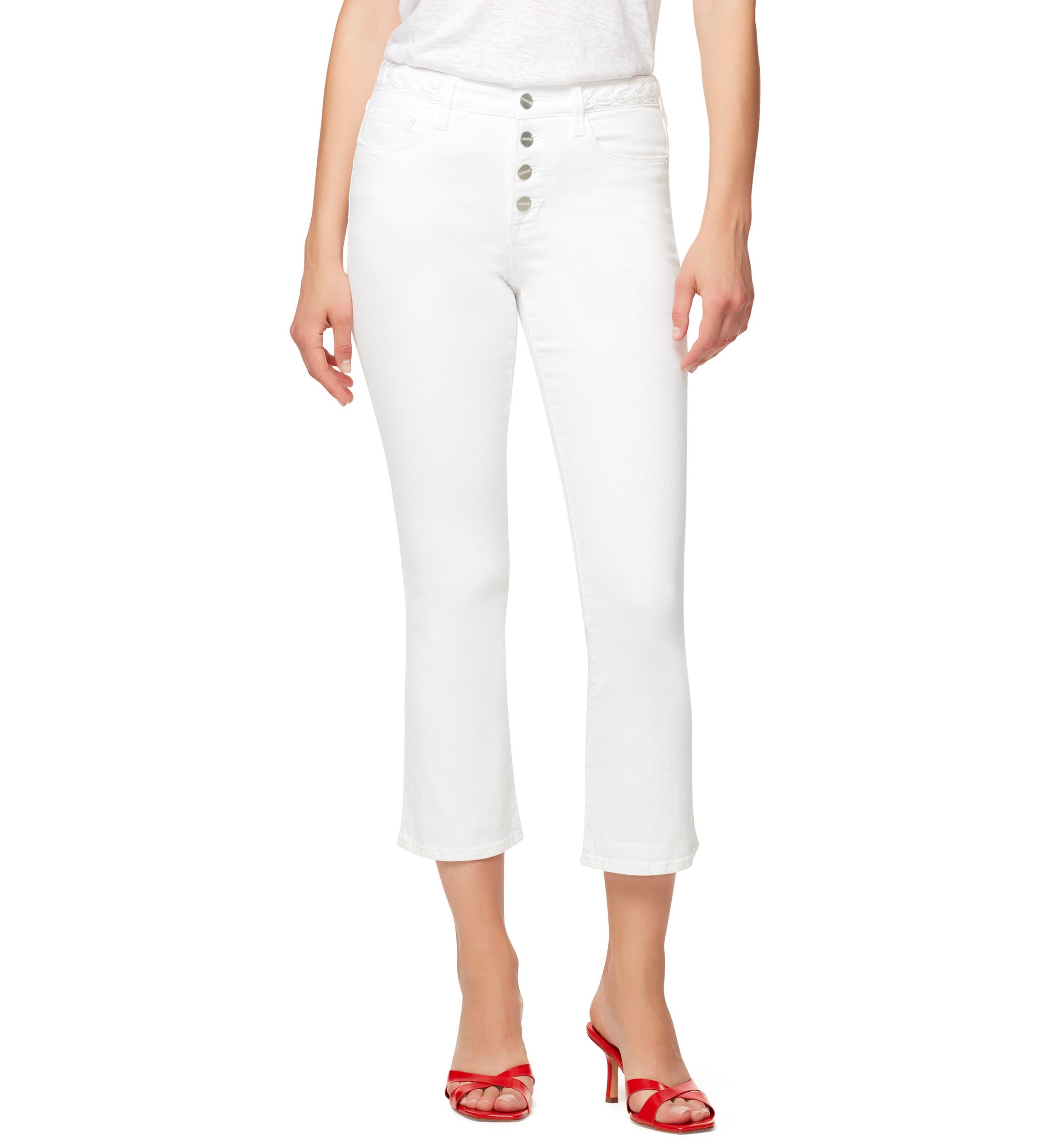 Womens Kick Crop Jeans with Braided Waistband Detail