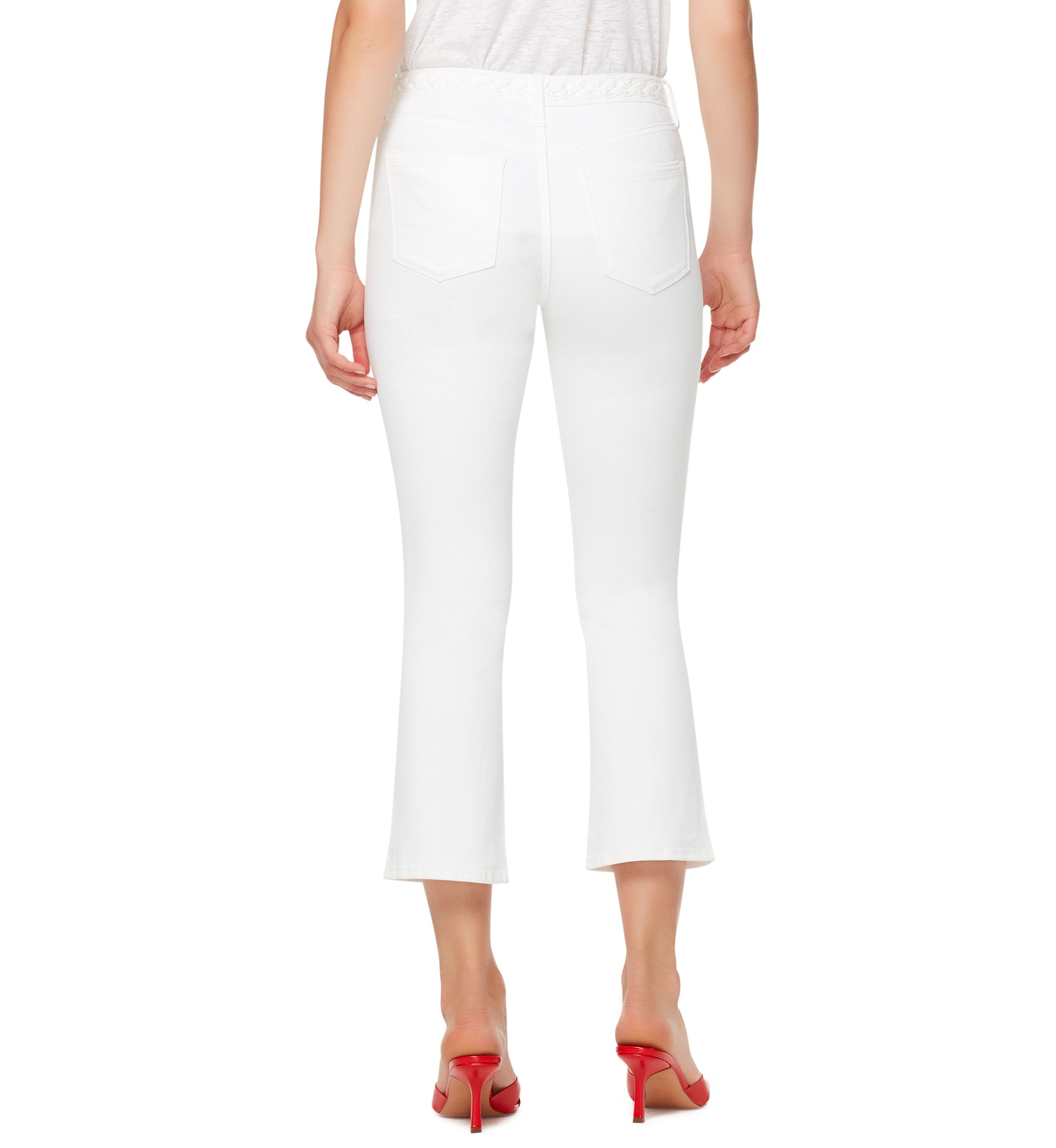 Womens Kick Crop Jeans with Braided Waistband Detail
