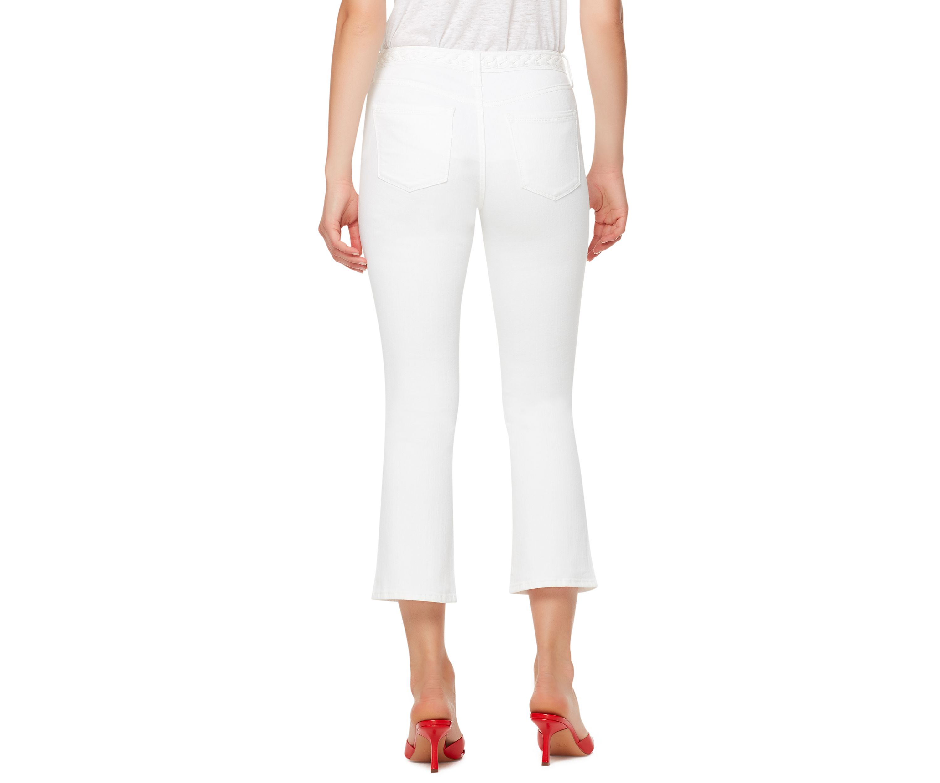 Womens Kick Crop Jeans with Braided Waistband Detail