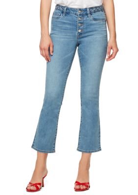 Sanctuary Denim Kick Crop Jeans with Braided Waistband Detail | belk