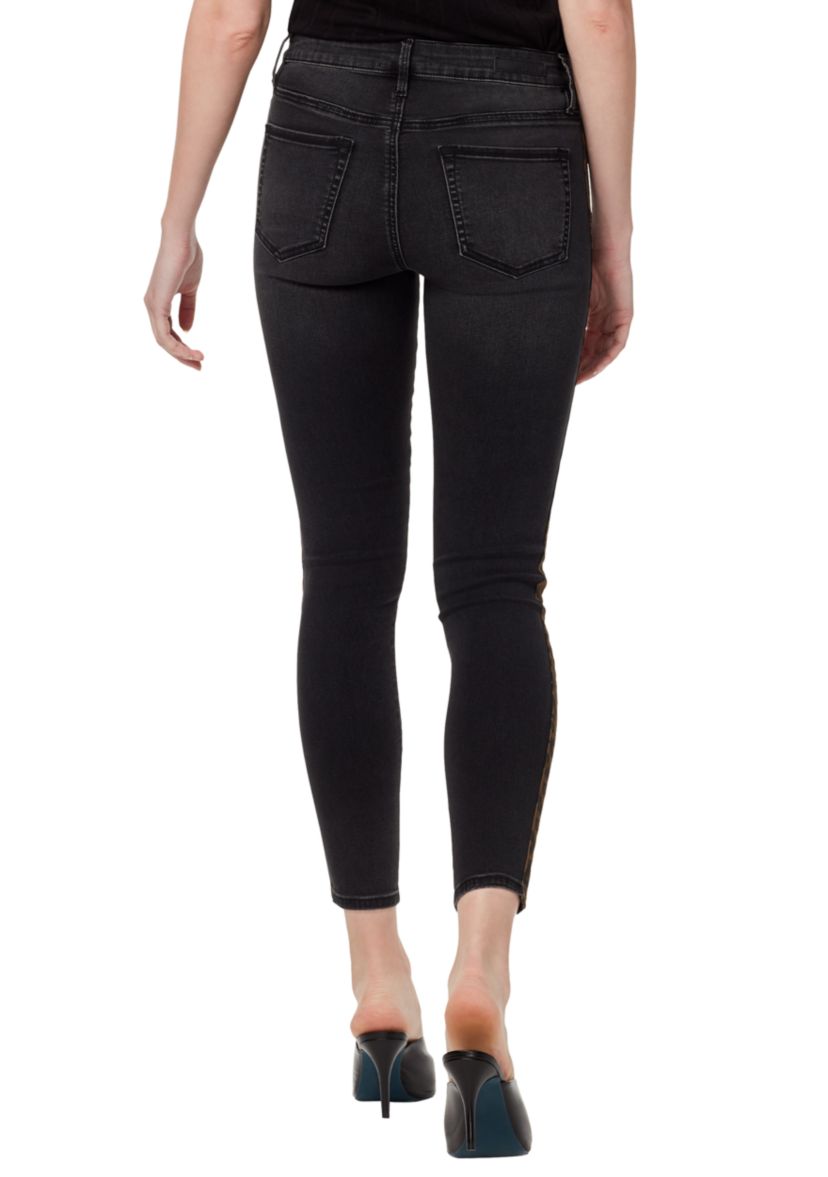 Womens Social Standard Cheetah Side Stripe Skinny Ankle Jeans