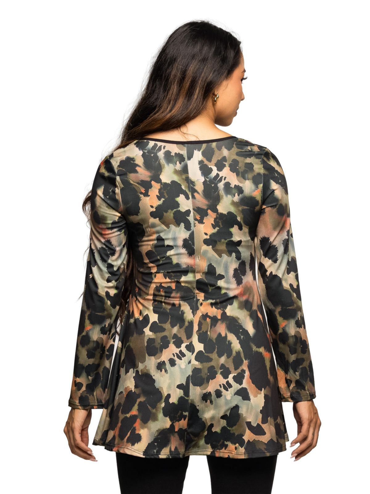 Maternity Multiprint Long Sleeve Scoop Neck A Line Top