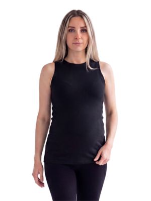24seven Comfort Apparel Women's Basic Maternity Ribbed Knit Round Neck Sleeveless Tank Top