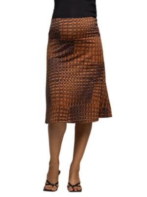 24seven Comfort Apparel Women's Maternity Brown Geometric Print Knee Length Skirt