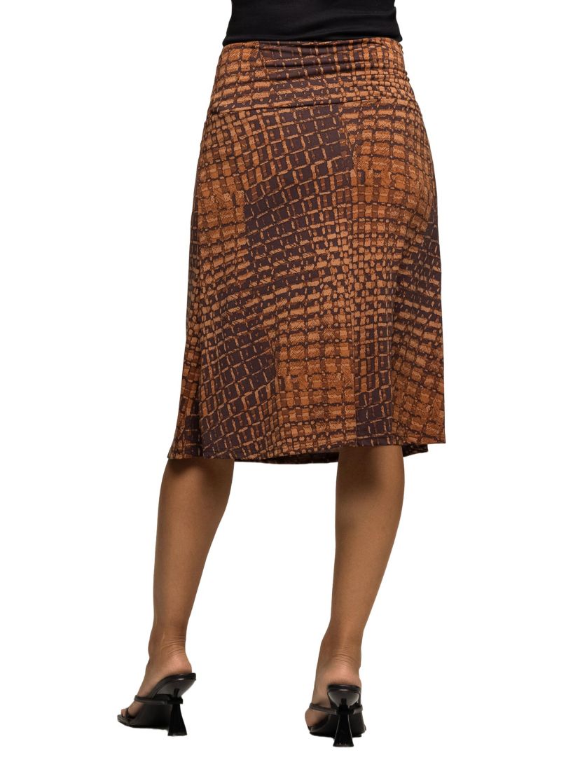 Maternity Brown Geometric Print Knee Length Skirt
