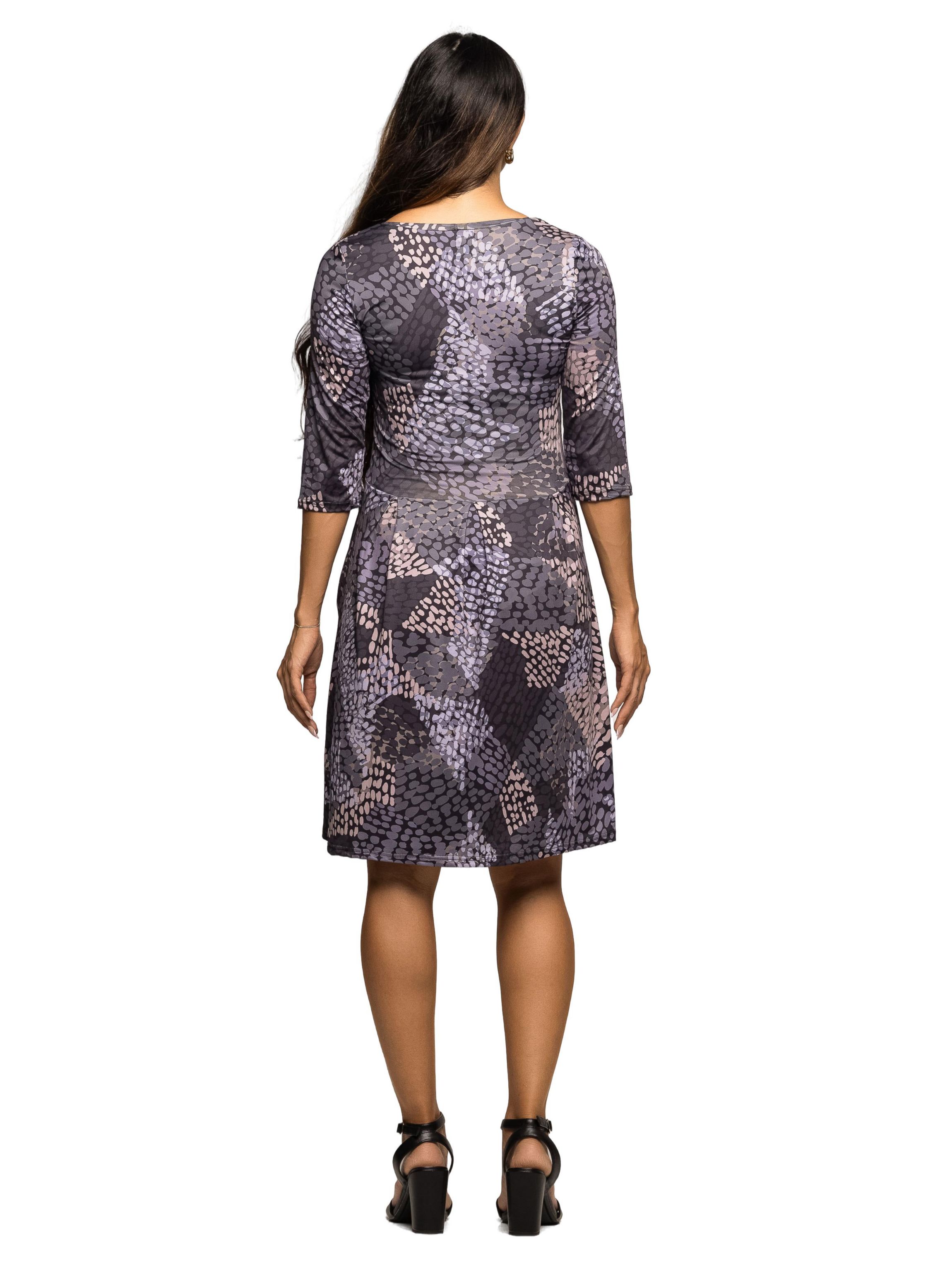 24seven Comfort Apparel Women's Maternity Three Quarter Sleeve Fit and Flare Dress - Gray Multi - 2X
