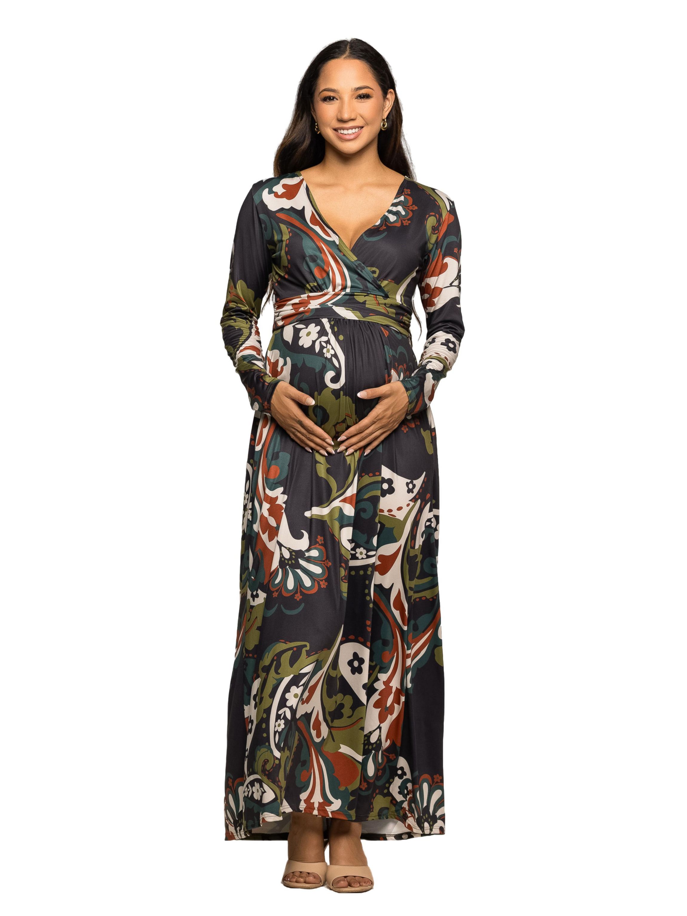 green emerald velvet dress Long Sleeve Empire Waist Maxi Dress main image 0