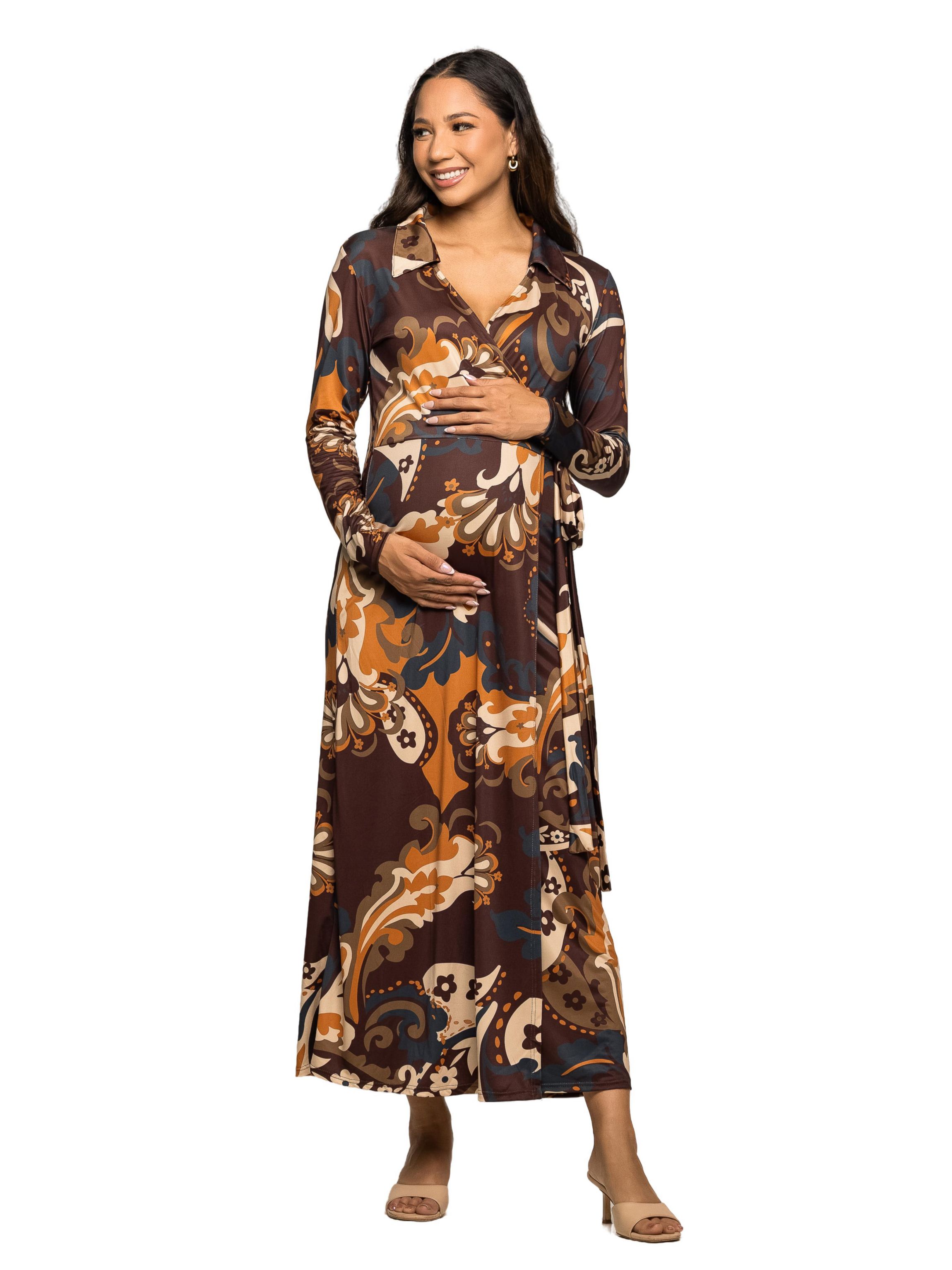 green emerald velvet dress Brown Empire Waist Long Sleeve Dress Medium main image 0