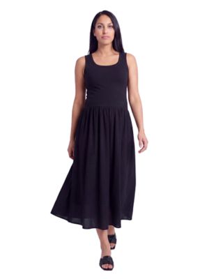 24seven Comfort Apparel Women's Essential Maternity Sleeveless Scoop Neck A Line Pocket Maxi Dress