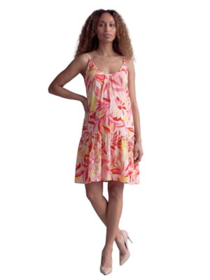 24seven Comfort Apparel Women's Essential Maternity Floral Print Scoop Neck Spaghetti Strap Pocket A Line Mini Dress