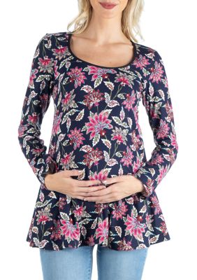 24seven Comfort Apparel Womens Floral Elbow Sleeve Loose Long Casual Maxi  Dress, Dresses, Clothing & Accessories