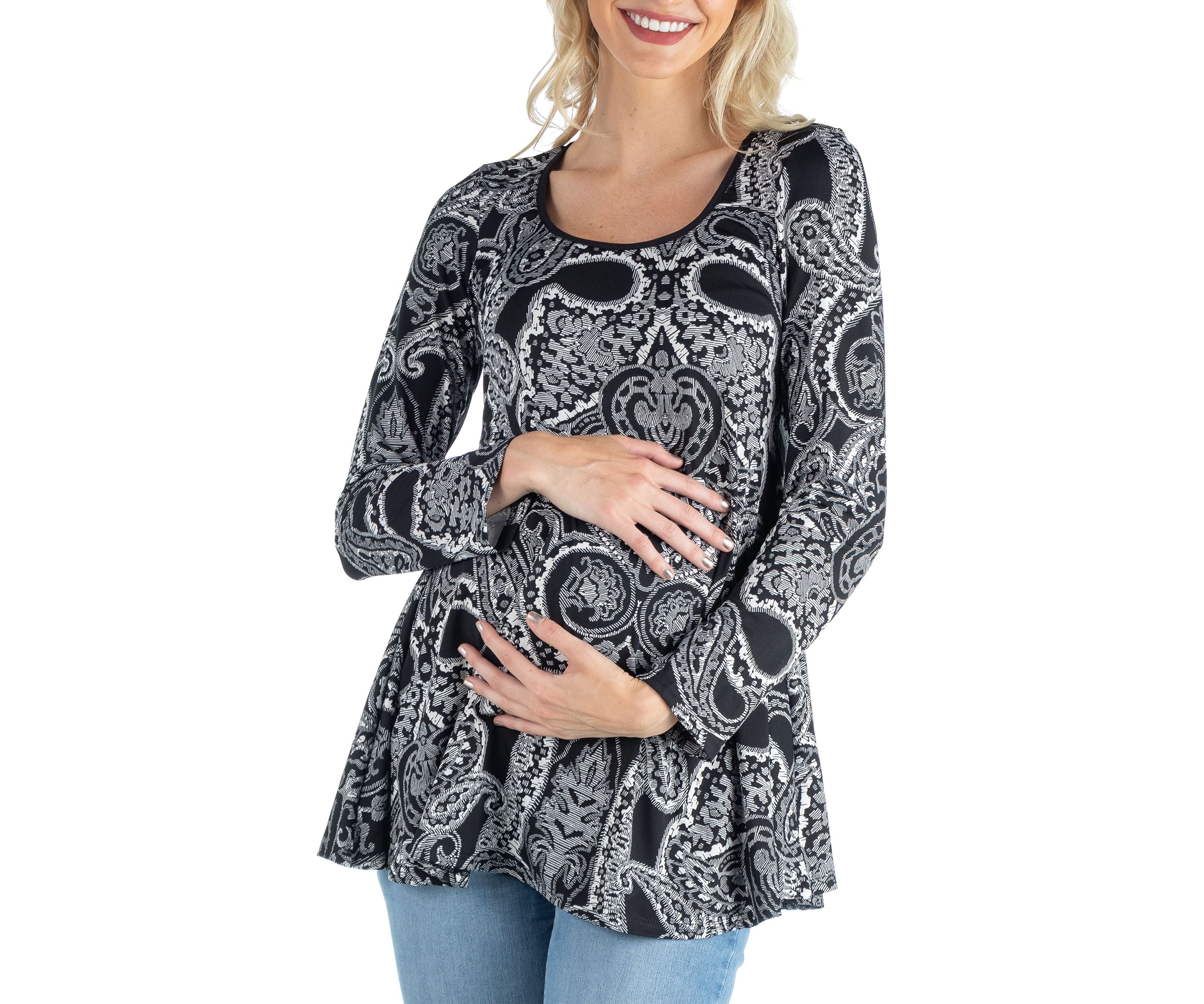 Maternity Black Paisley Long Sleeve Tunic Top