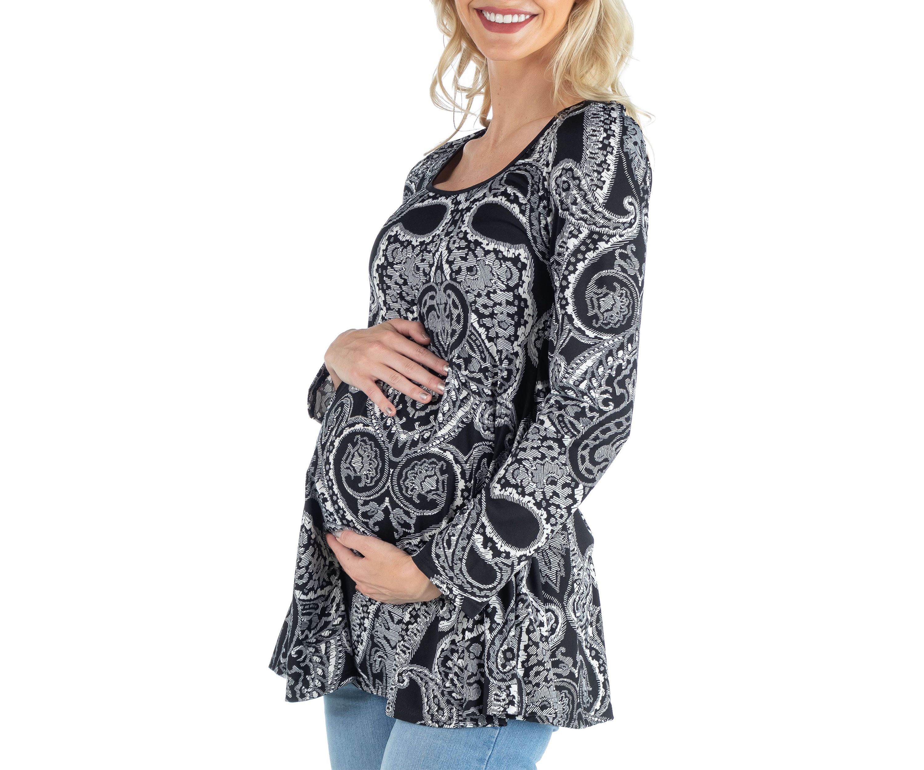 Maternity Black Paisley Long Sleeve Tunic Top