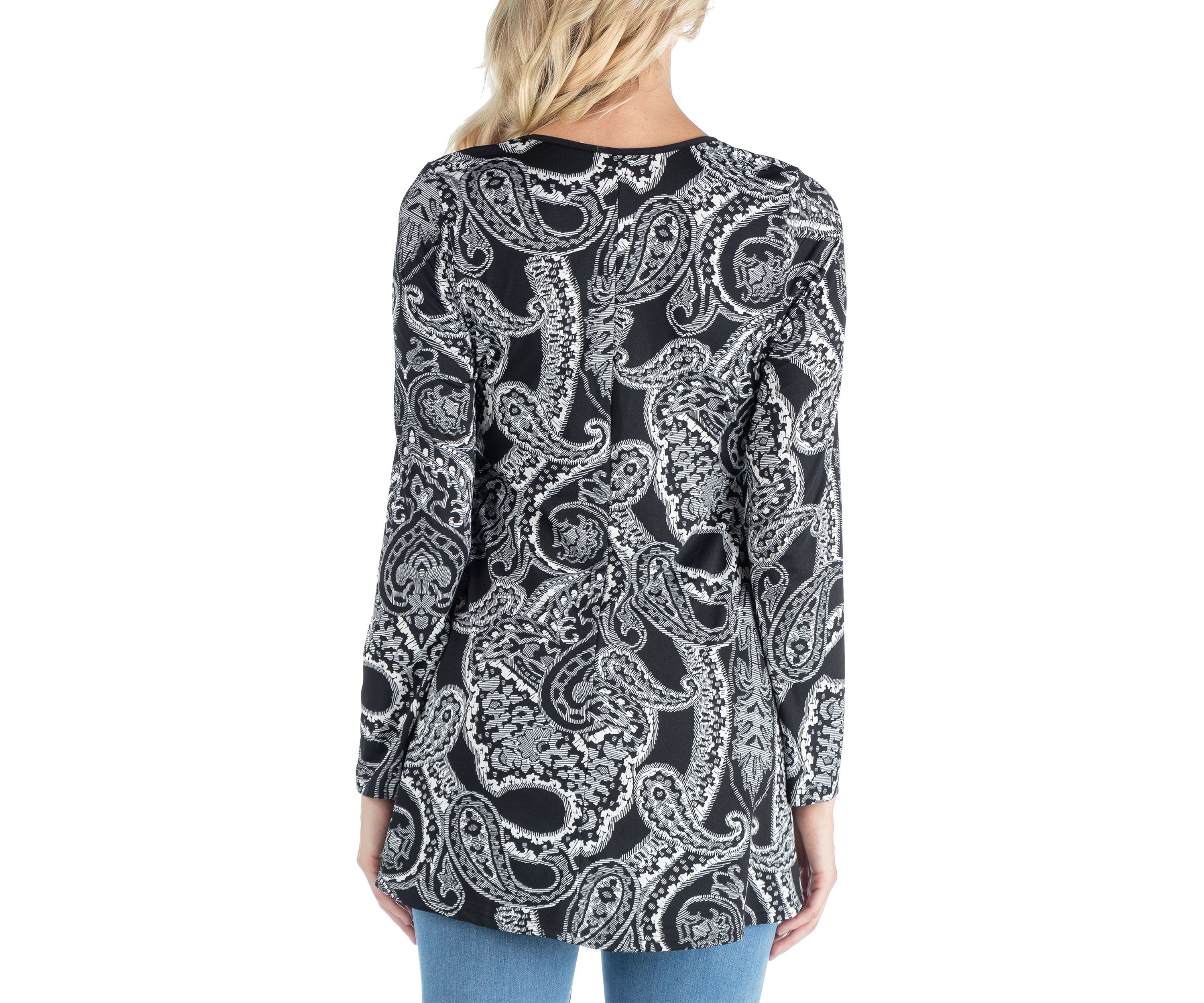 Maternity Black Paisley Long Sleeve Tunic Top