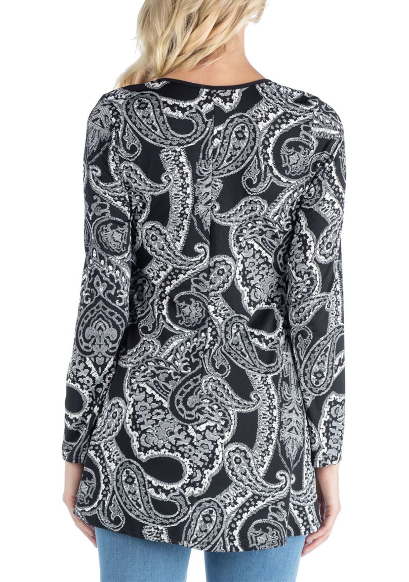 Maternity Black Paisley Long Sleeve Tunic Top