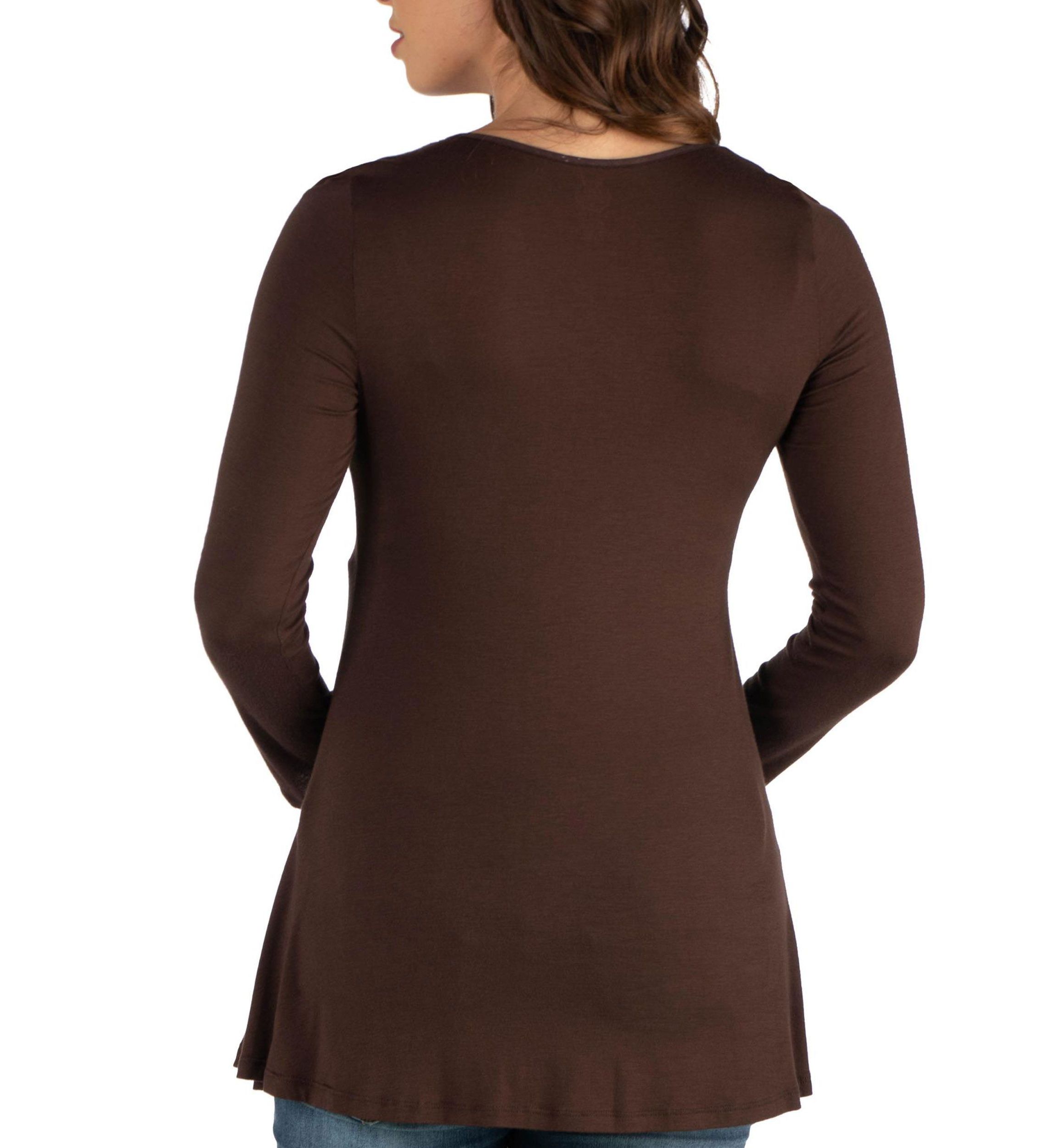 Long Sleeve Solid Color Swing Style Flared Maternity Tunic Top