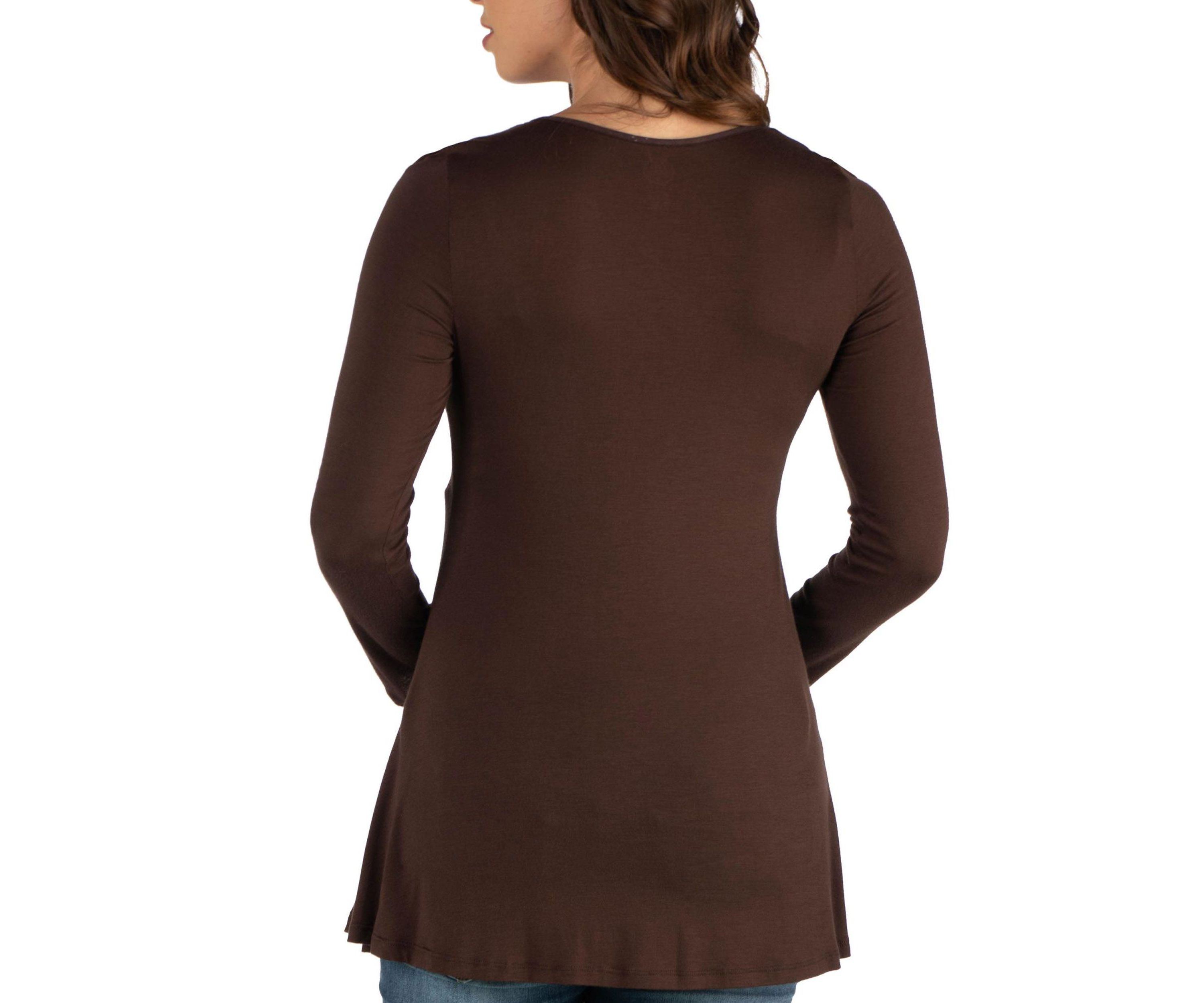 Long Sleeve Solid Color Swing Style Flared Maternity Tunic Top