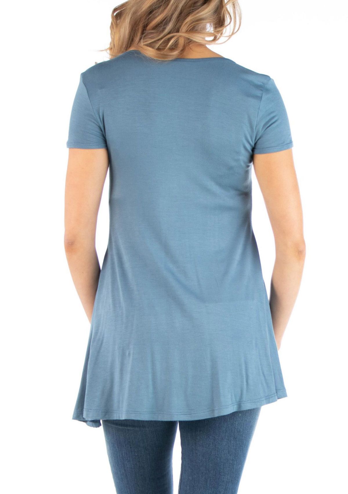 Cap Sleeve Maternity Tunic Top with Soft Flare Hem