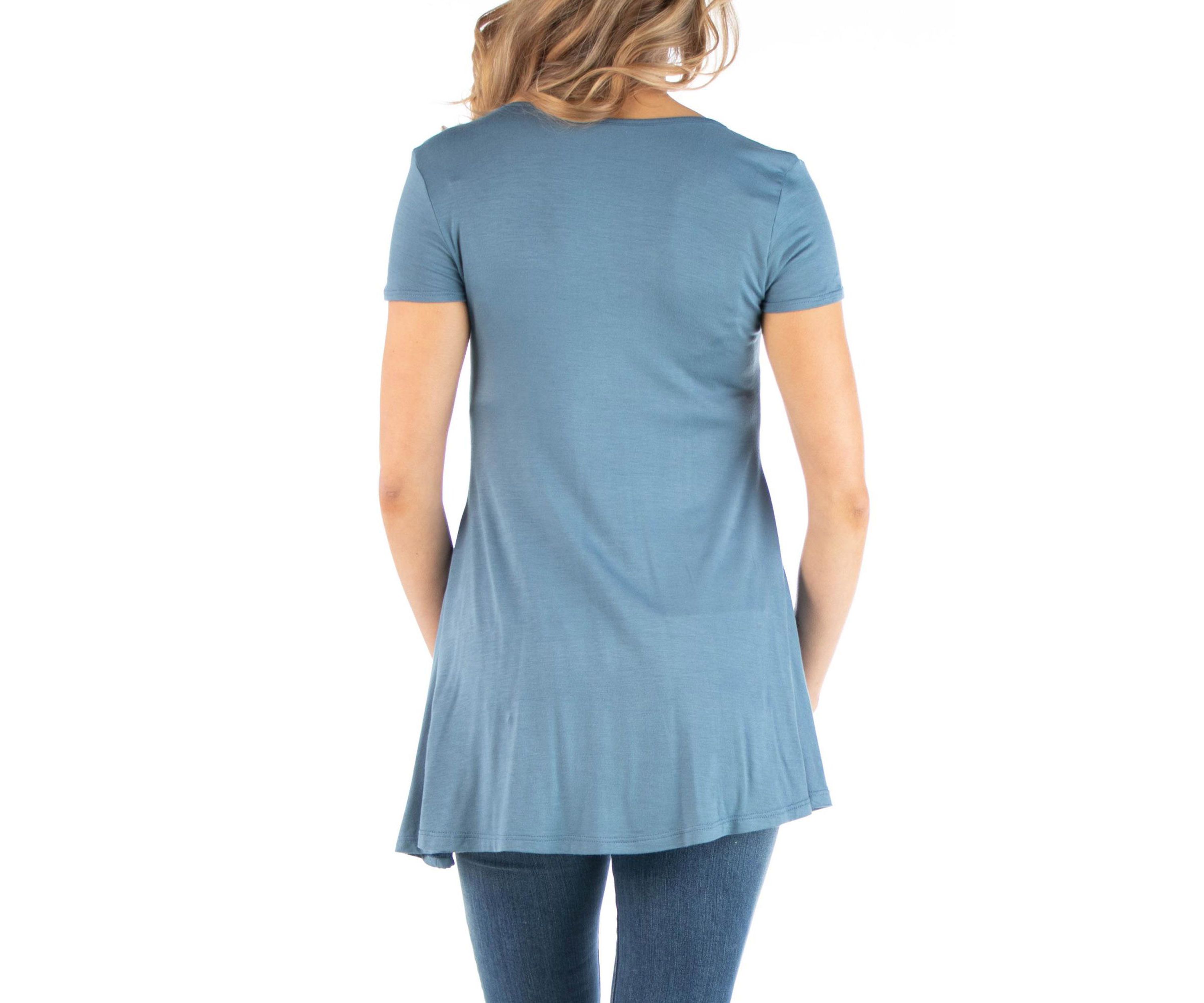 Cap Sleeve Maternity Tunic Top with Soft Flare Hem