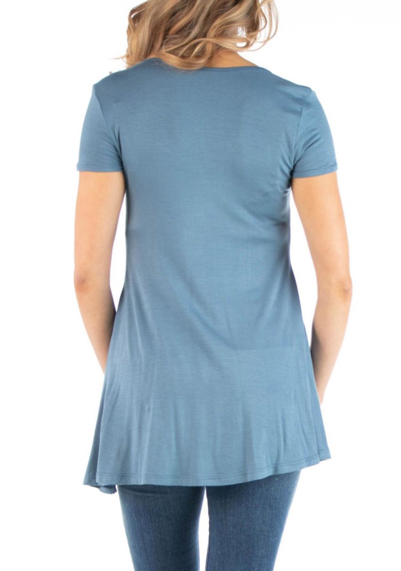 Cap Sleeve Maternity Tunic Top with Soft Flare Hem