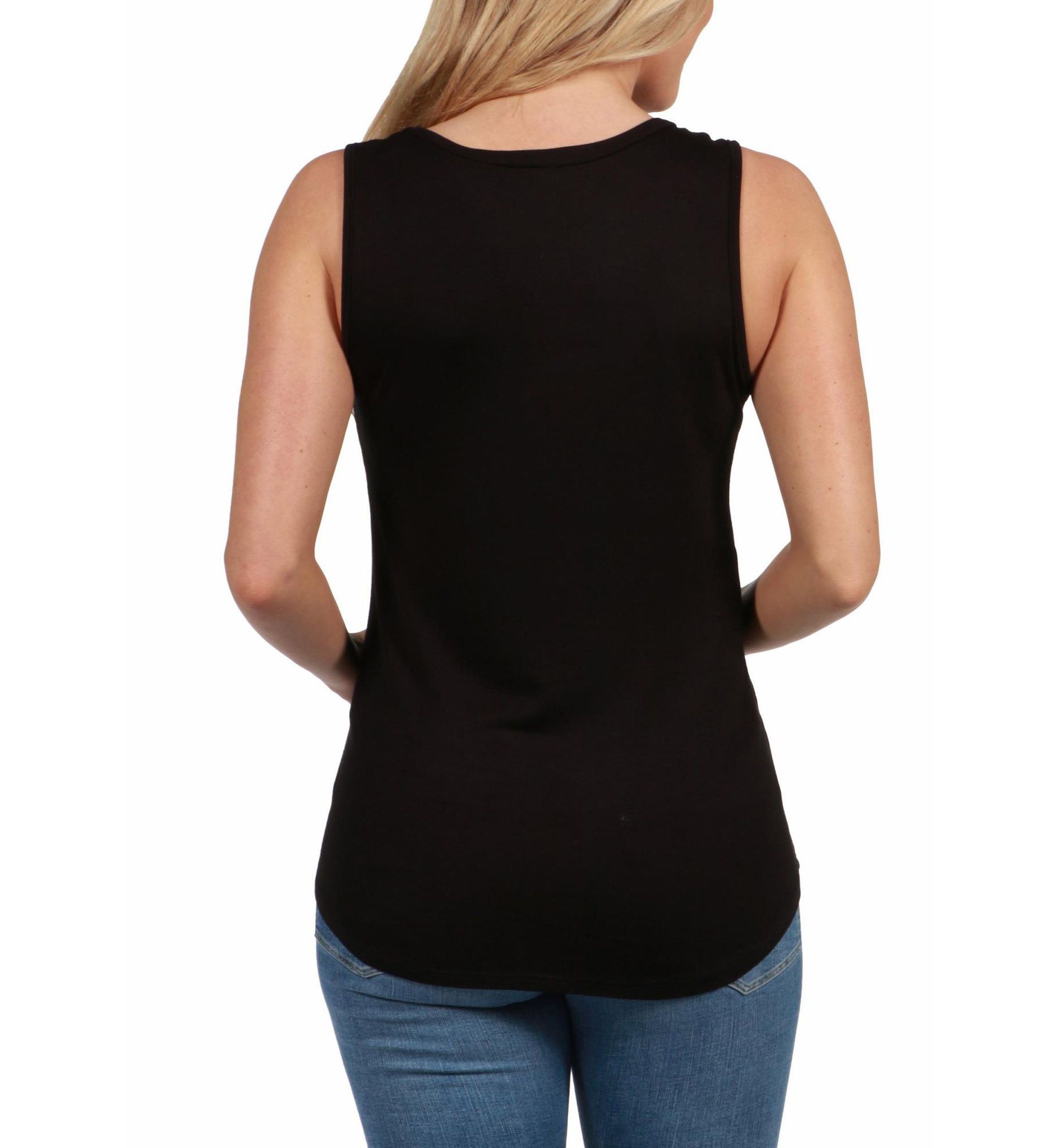 V Neck Maternity Tunic Tank Top with Round Hemline
