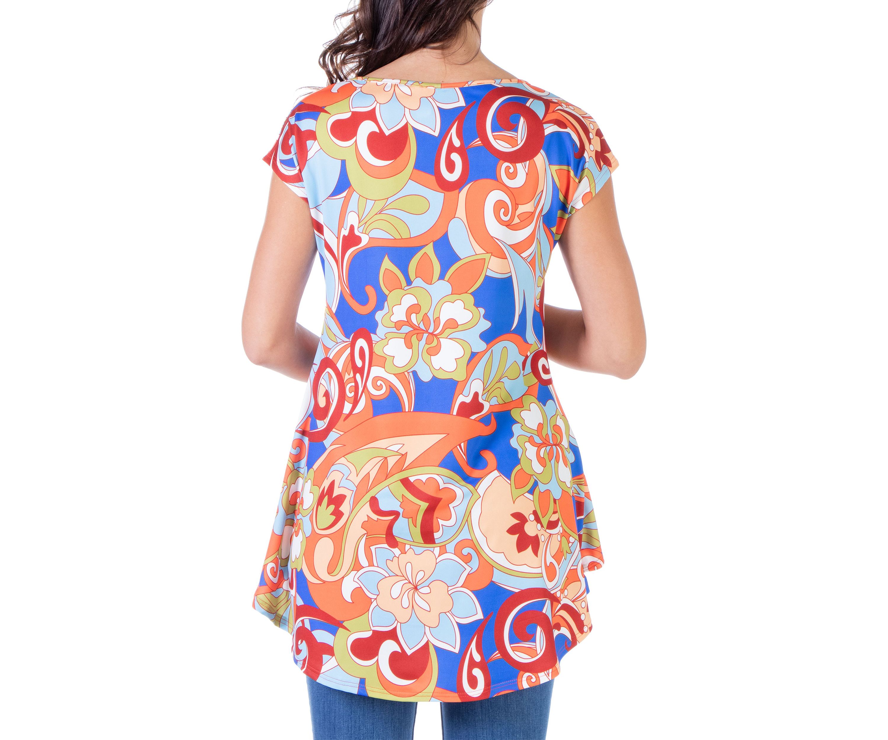 Multicolor Floral Maternity High Low Tunic Top
