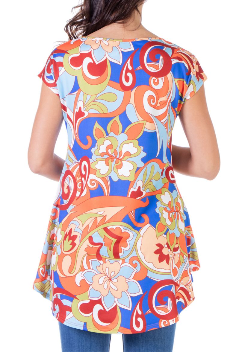 Multicolor Floral Maternity High Low Tunic Top